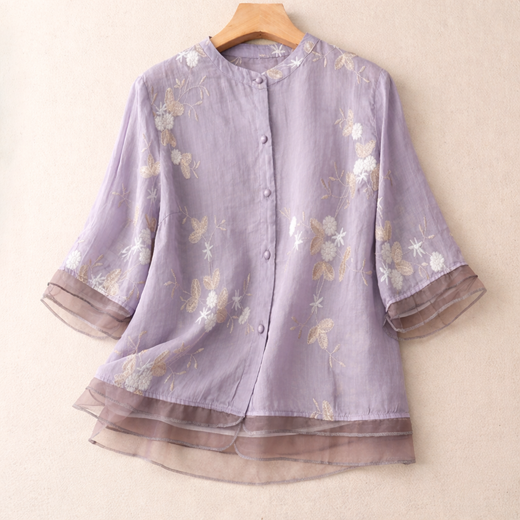 SIERRA EMBROIDERED LINEN BLOUSE