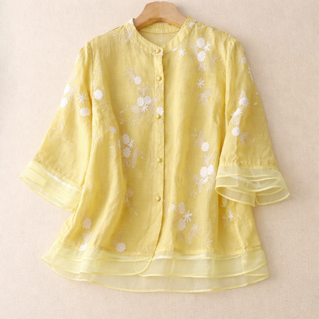 SIERRA EMBROIDERED LINEN BLOUSE