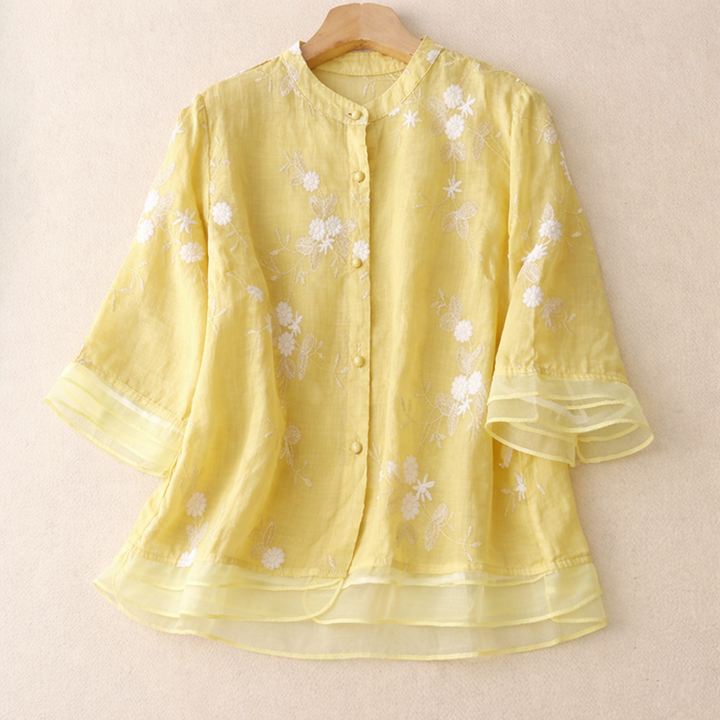 SIERRA EMBROIDERED LINEN BLOUSE