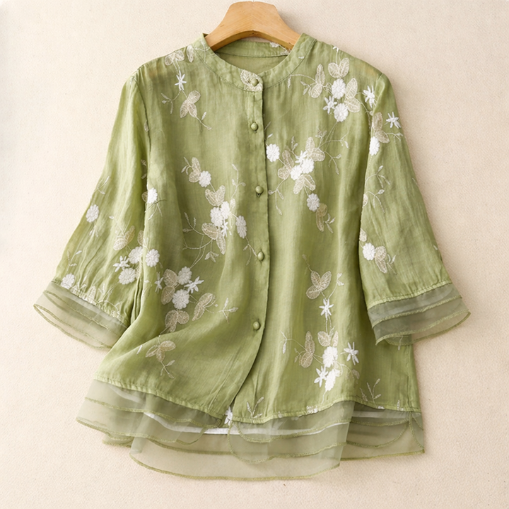 SIERRA EMBROIDERED LINEN BLOUSE