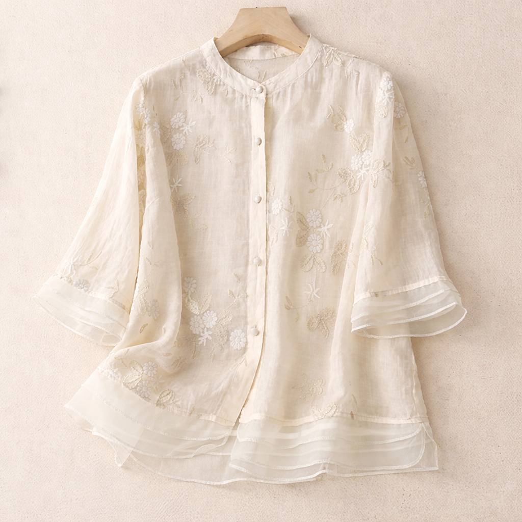 SIERRA EMBROIDERED LINEN BLOUSE