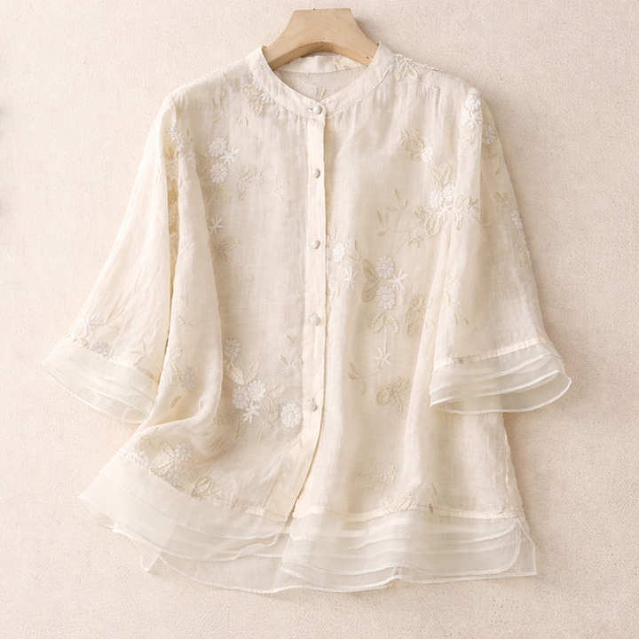 SIERRA EMBROIDERED LINEN BLOUSE