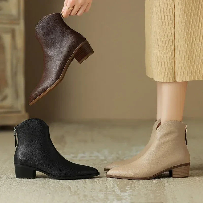 AMARA LEATHER ANKLE BOOTS
