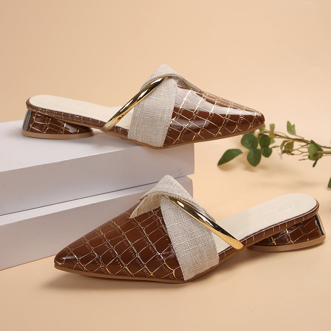 AURORA CROC SLIP-ON MULES