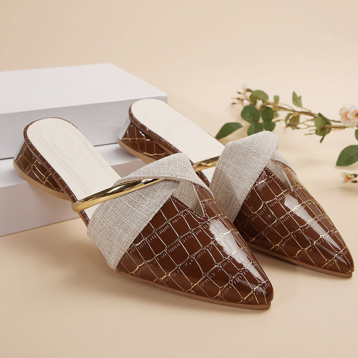 AURORA CROC SLIP-ON MULES