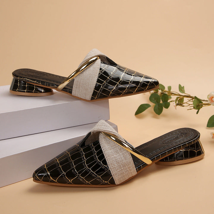 AURORA CROC SLIP-ON MULES