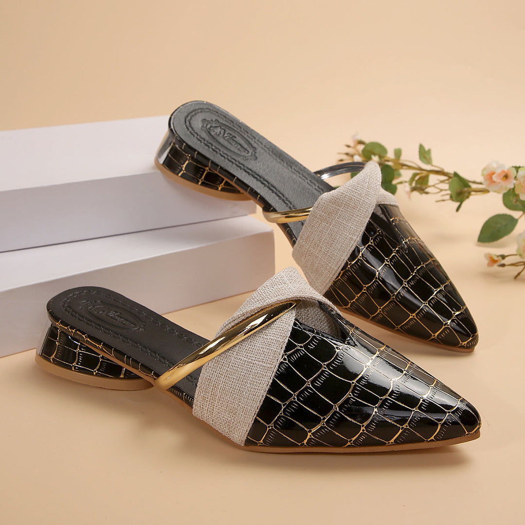 AURORA CROC SLIP-ON MULES