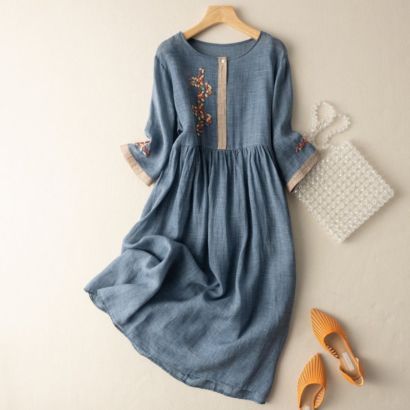 VICTORIA LINEN MIDI DRESS