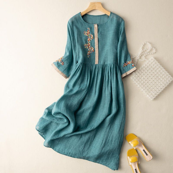 VICTORIA LINEN MIDI DRESS