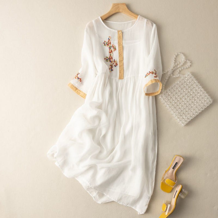VICTORIA LINEN MIDI DRESS