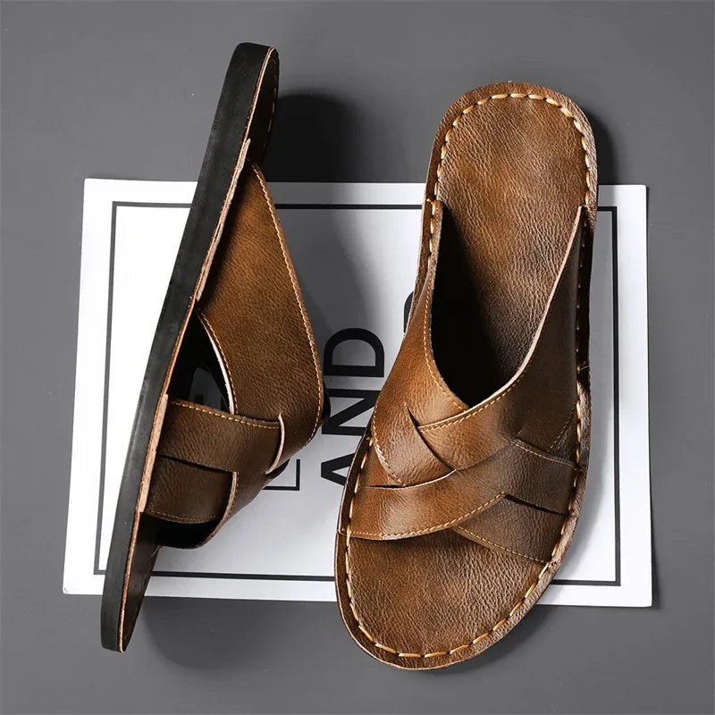 MONACO LEATHER SLIDE SANDAL