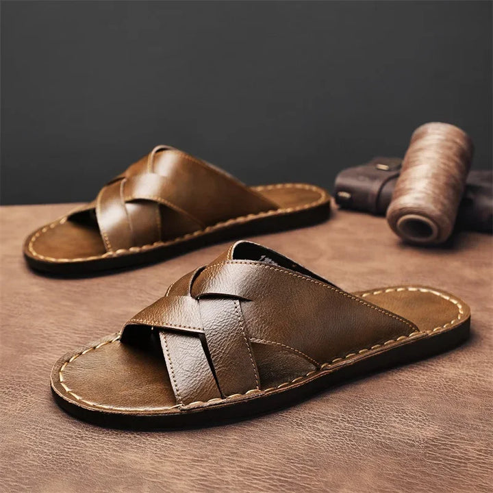 MONACO LEATHER SLIDE SANDAL