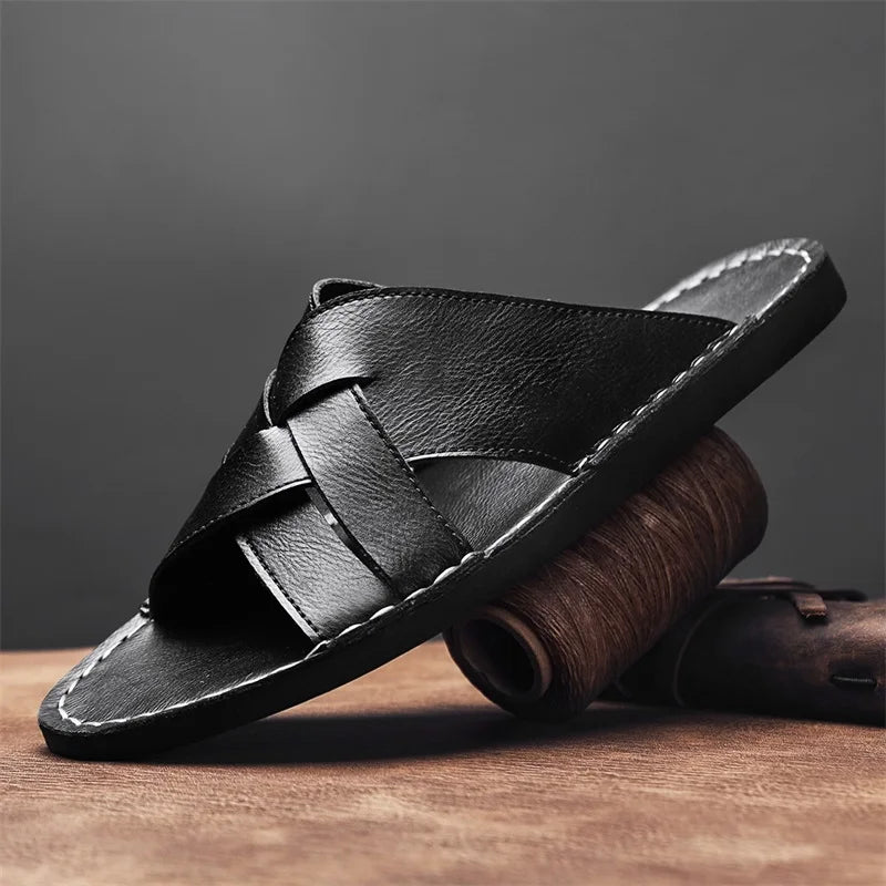 MONACO LEATHER SLIDE SANDAL