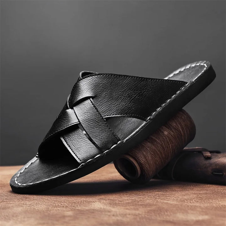 MONACO LEATHER SLIDE SANDAL