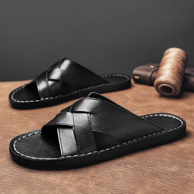 MONACO LEATHER SLIDE SANDAL