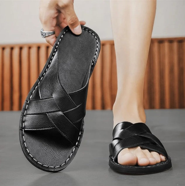 MONACO LEATHER SLIDE SANDAL