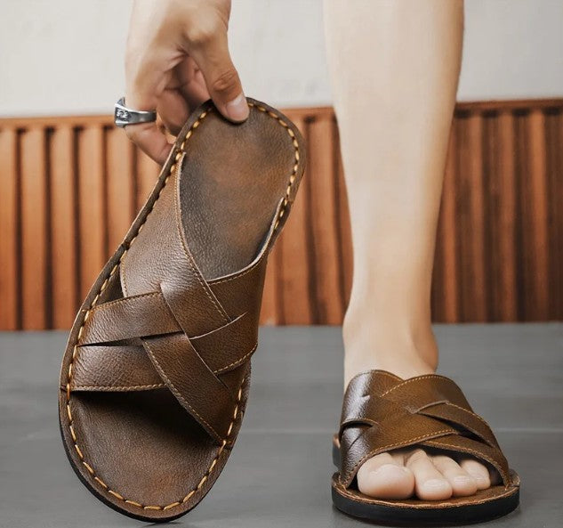 MONACO LEATHER SLIDE SANDAL