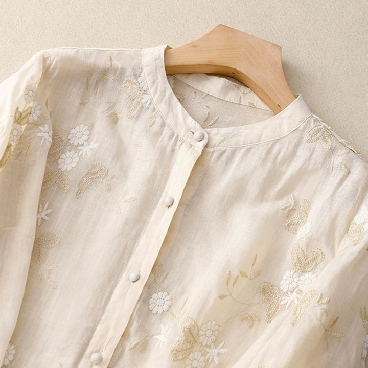 SIERRA EMBROIDERED LINEN BLOUSE